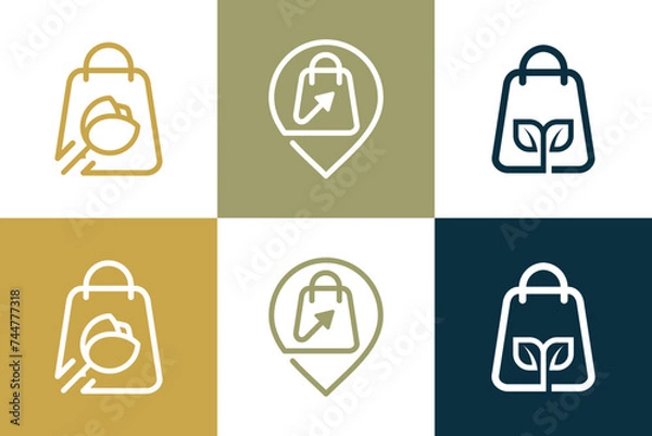 Obraz Shop bag design element vector icon collection with creative idea