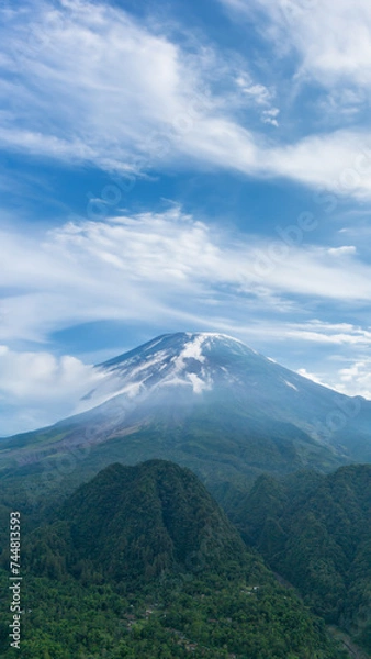 Obraz aerial view of Mount Merapi is the most active volcano in Indonesia located in the central part of Java Island in Sleman Regency, Yogyakarta
