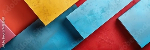 Fototapeta Geometric design with a variety of shapes, colors, and textures