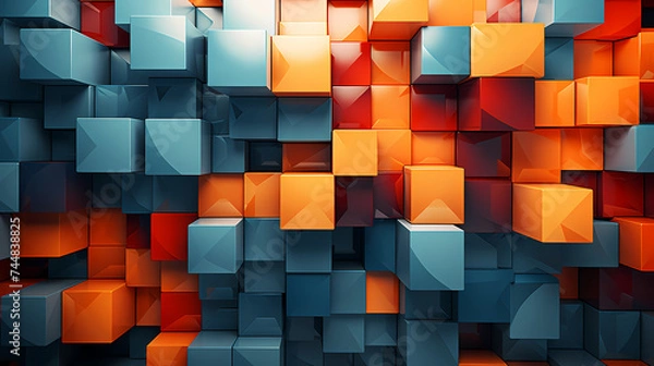 Fototapeta Simple cube square shape, geometric block wall