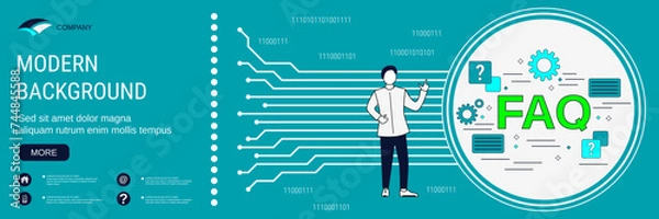 Obraz Digital technology banner vector design template. FAQ, user guide concept