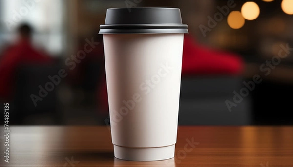 Fototapeta Blank paper coffee of cup mockup
