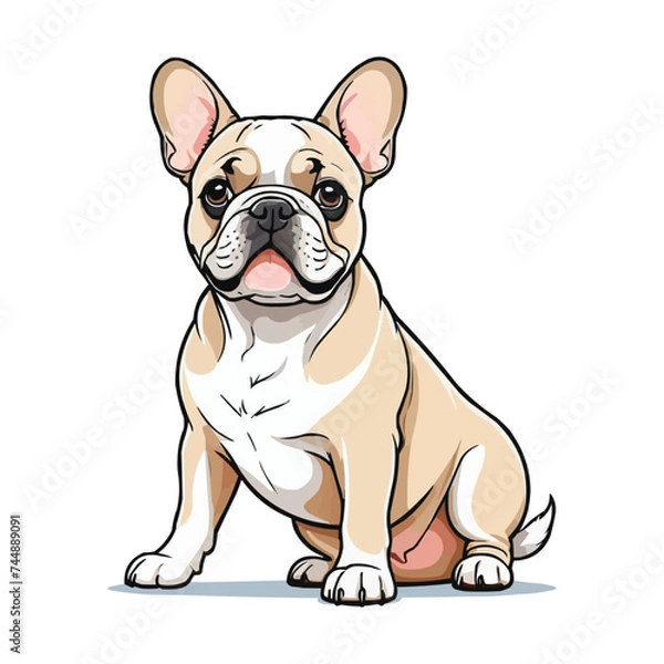 Fototapeta French bulldog sitting and looking at the camera. Vector illustration.