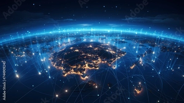 Fototapeta Earth Networks under Data Interconnection