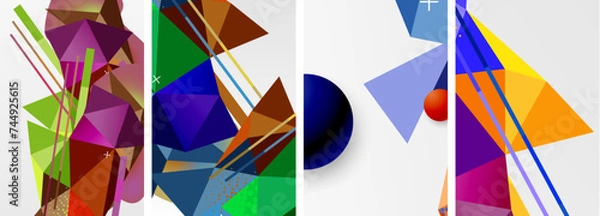 Fototapeta Geometric elements in abstract poster composition set. Vector illustration For Wallpaper, Banner, Background, Card, Book Illustration, landing page