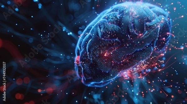 Fototapeta A human brain with universe space in the background.