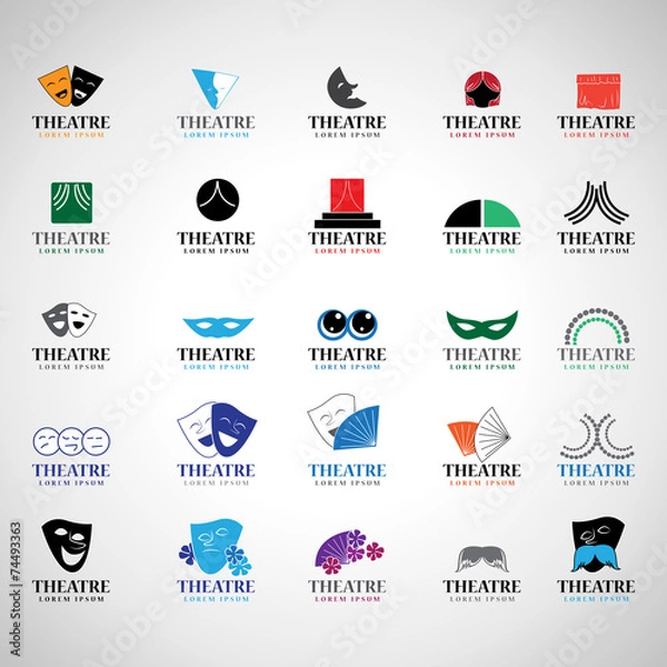 Fototapeta Theatre Icons Set - Isolated On Gray Background