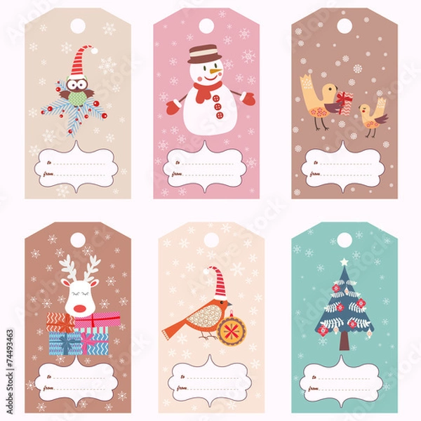 Fototapeta Set of Christmas gift tags