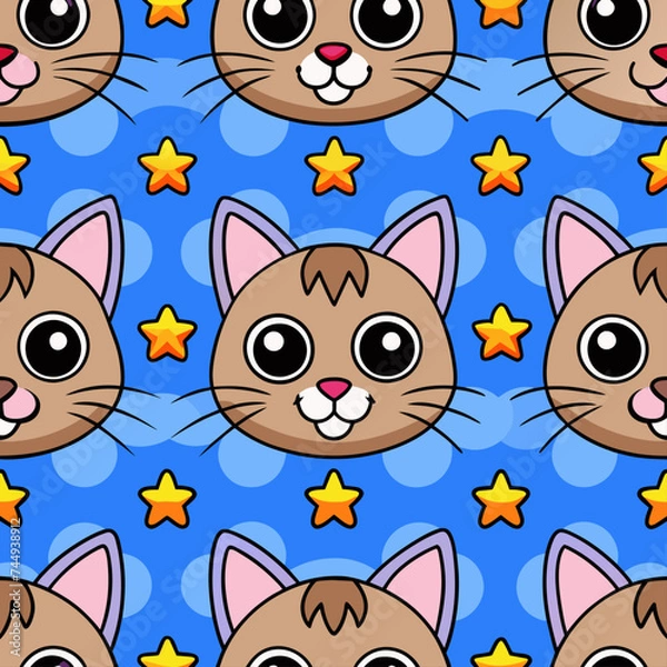 Obraz seamless pattern with cute cartoon cats