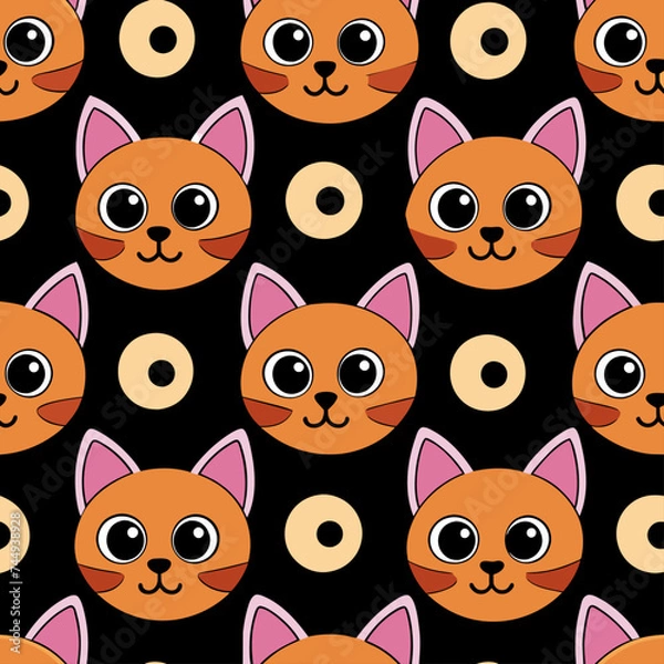 Obraz seamless pattern with cute cartoon cats