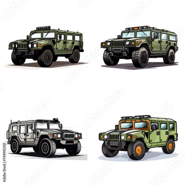 Obraz "Army Humvee". simple minimalist isolated in white background vector illustration