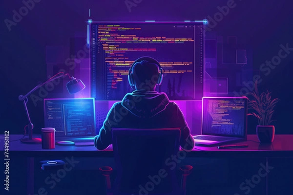Obraz Coding and Programming: Writing code is a fundamental aspect of a software engineer's job
