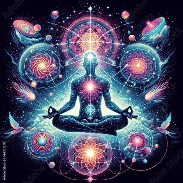 Obraz glowing aura surrounding a meditating figure	