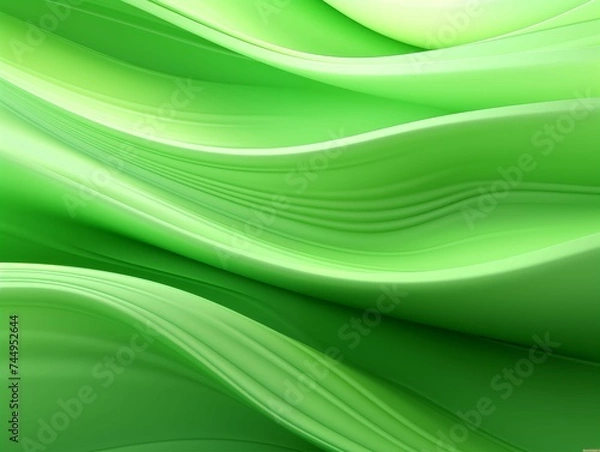 Fototapeta Abstract Green Waves Background. Generative AI