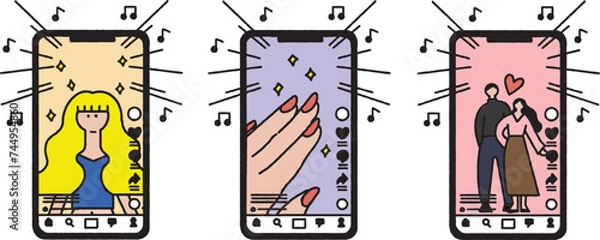 Obraz TikTokでライフスタイルを投稿するイラスト