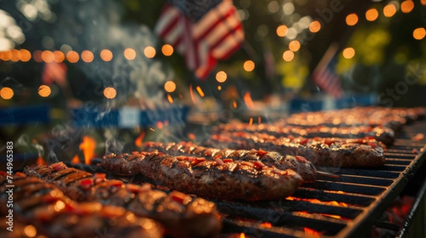 Fototapeta Independence Day BBQ Bash: Delicious Cookout Celebration, Generative AI