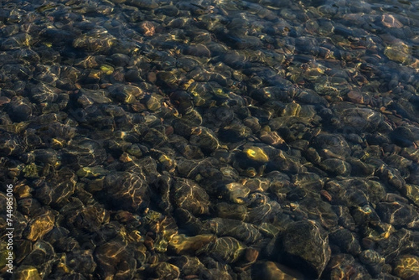 Fototapeta Clear river water and pebbles