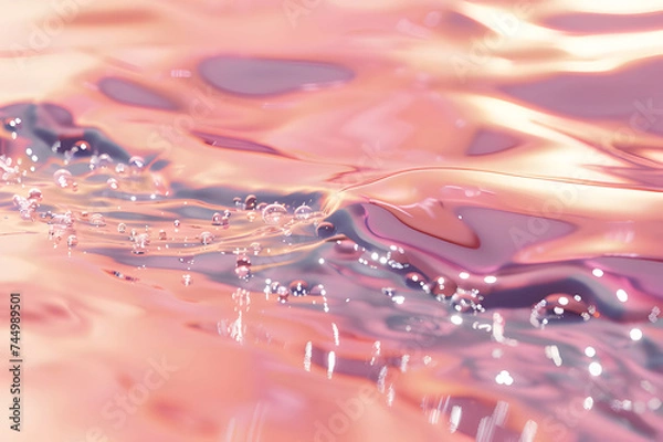Fototapeta some water reflected over a pink background ai generated