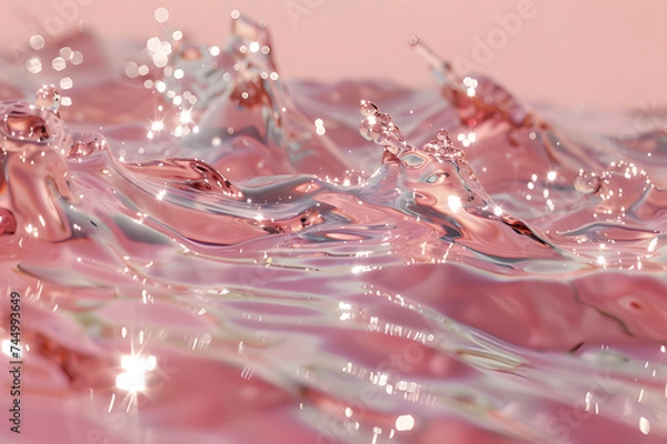 Fototapeta some water reflected over a pink background ai generated