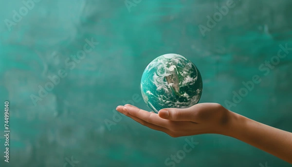 Fototapeta earth globe in hand
