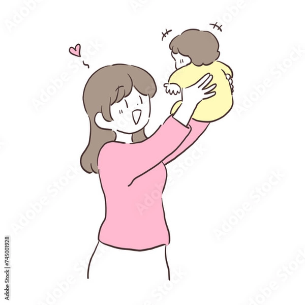 Fototapeta 赤ちゃんを抱き上げるお母さん