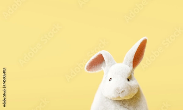 Obraz Easter bunny on yellow background. 3d rendering