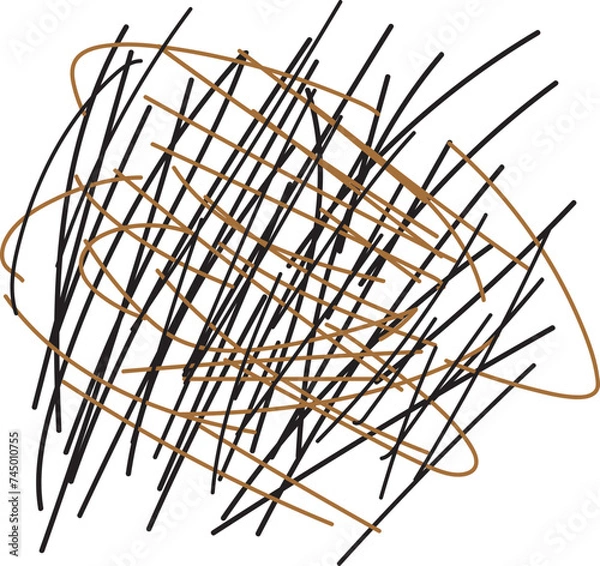 Obraz Abstract Black and Brown Hand Scribbled Design.