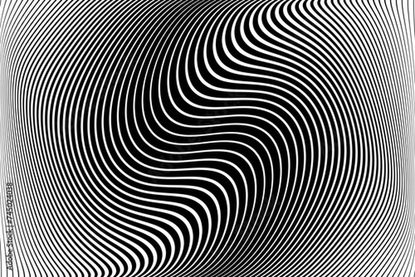 Fototapeta Wavy Lines Textured Background with 3D Illusion and Twisting Movement Effect.