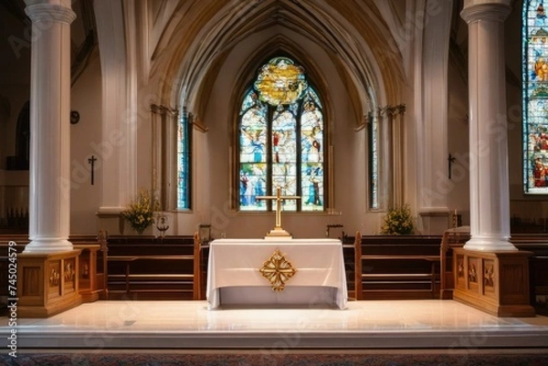 Fototapeta a high quality stock photograph of a single church altar environment