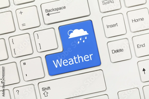 Fototapeta White conceptual keyboard - Weather (blue key)