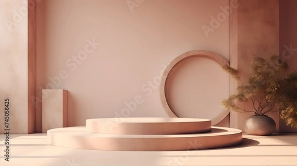 Fototapeta Centered podium in minimalist setup.