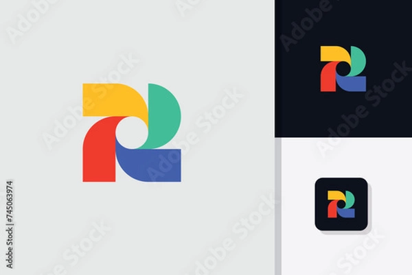 Obraz r letter logo design vector template
