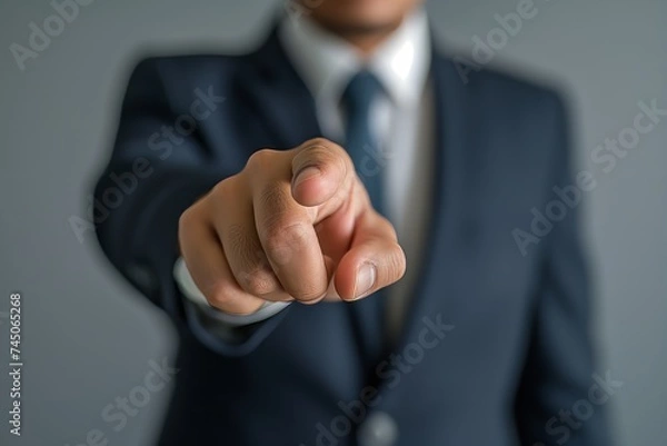 Fototapeta Businessman pointing with finger