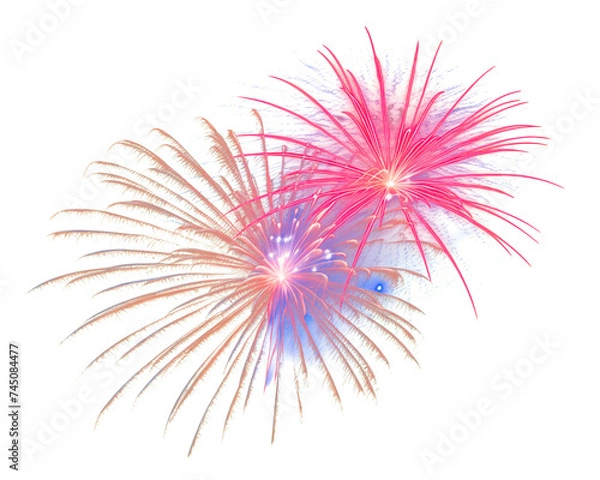 Obraz festive fireworks on an isolated transparent background. Fireworks png, salute, explosion png