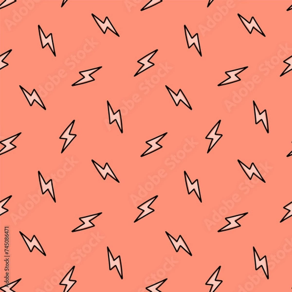 Fototapeta Pink seamless pattern with tiny lightning bolt