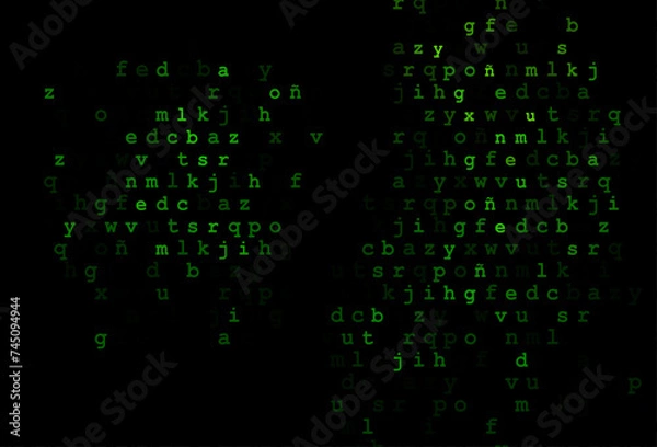 Obraz Dark green vector layout with latin alphabet.