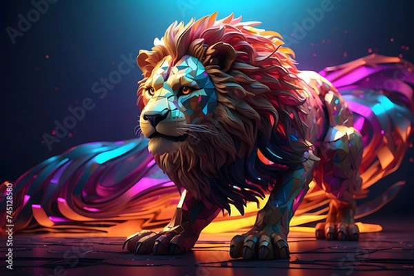 Obraz a lion with an abstract theme