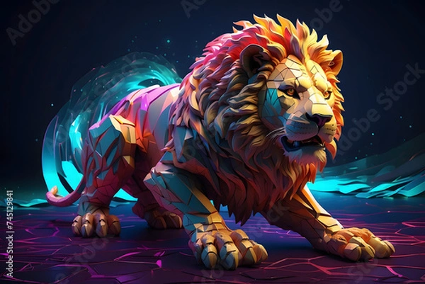 Obraz a lion with an abstract theme