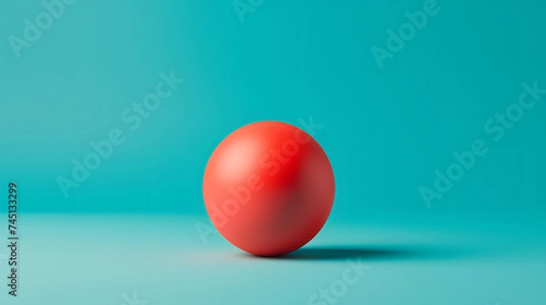 Fototapeta Red Sphere on Blue Gradient Background for Minimalist Design Concepts