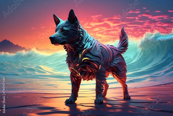 Obraz a dog with an abstract theme