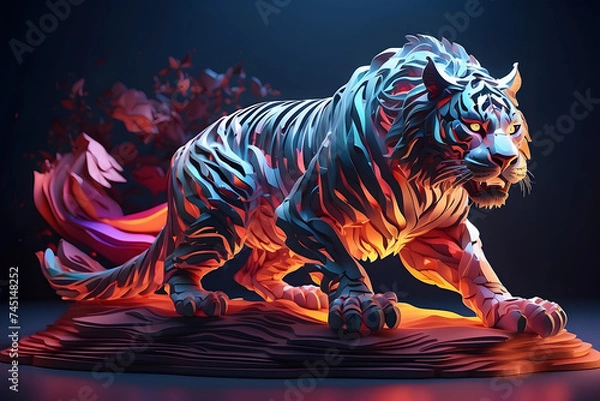Obraz a tiger with an abstract theme