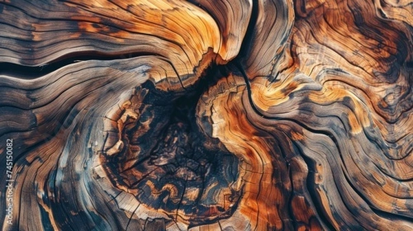 Fototapeta Closeup abstract tree stump or nature pattern color background.exotic wallpaper in painting style.wavy wave art shape