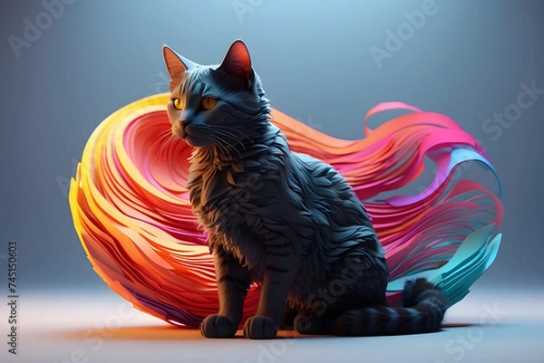 Obraz a cat with an abstract theme