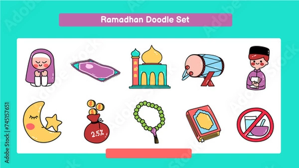 Fototapeta Ramadhan Doodle Set