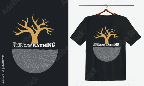 Fototapeta Typography t-shirt design tree and waters, vector illustration