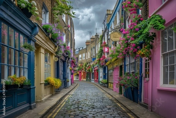 Obraz Colorful Facades and Cobblestone Road of Carnaby Street in London