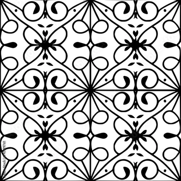 Fototapeta Seamless pattern, pattern, line art pattern, background, pattern, seamless, leaf, floral, vector, flower, decoration, plant, wallpaper, nature, design, illustration, ornament, art, branch, tree, textu
