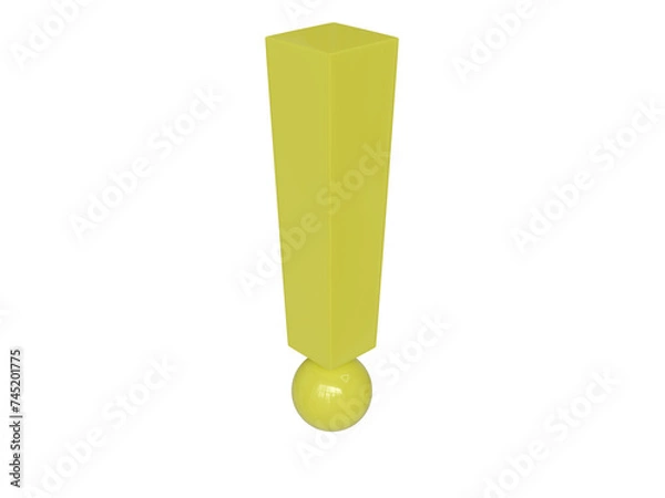 Fototapeta Yellow exclamation mark. 3d render.