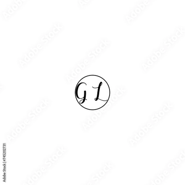 Fototapeta GL black line initial Monogram Logo Design Template