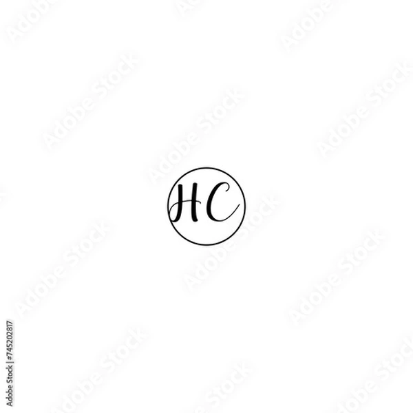 Fototapeta HC black line initial Monogram Logo Design Template